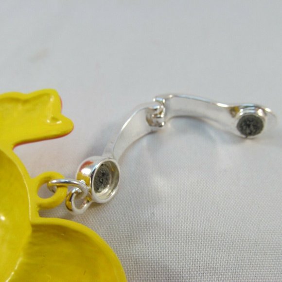 Yellow Enamel Duck Pendant Purse Chain Jewelry with Magnetic Closure Signed RMN - Picture 9 of 12